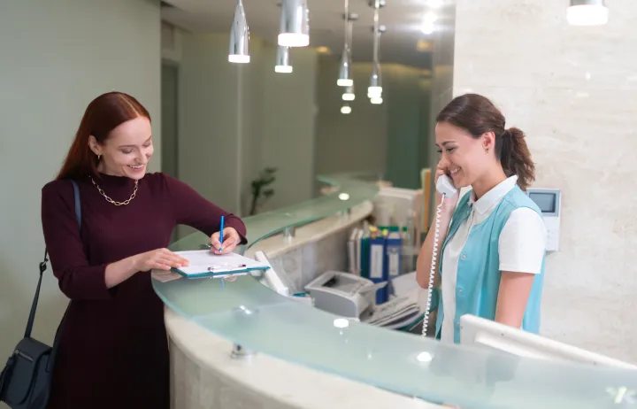Patient at the front desk